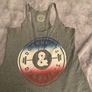 Doughtnuts and Deadlifts racer back tank top
